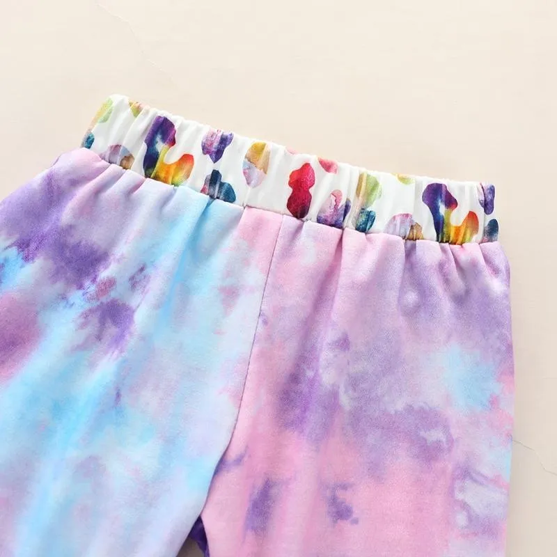 2-piece Tie Dye Gradient Hoodie & Pants for Baby Girl Wholesale children's clothing