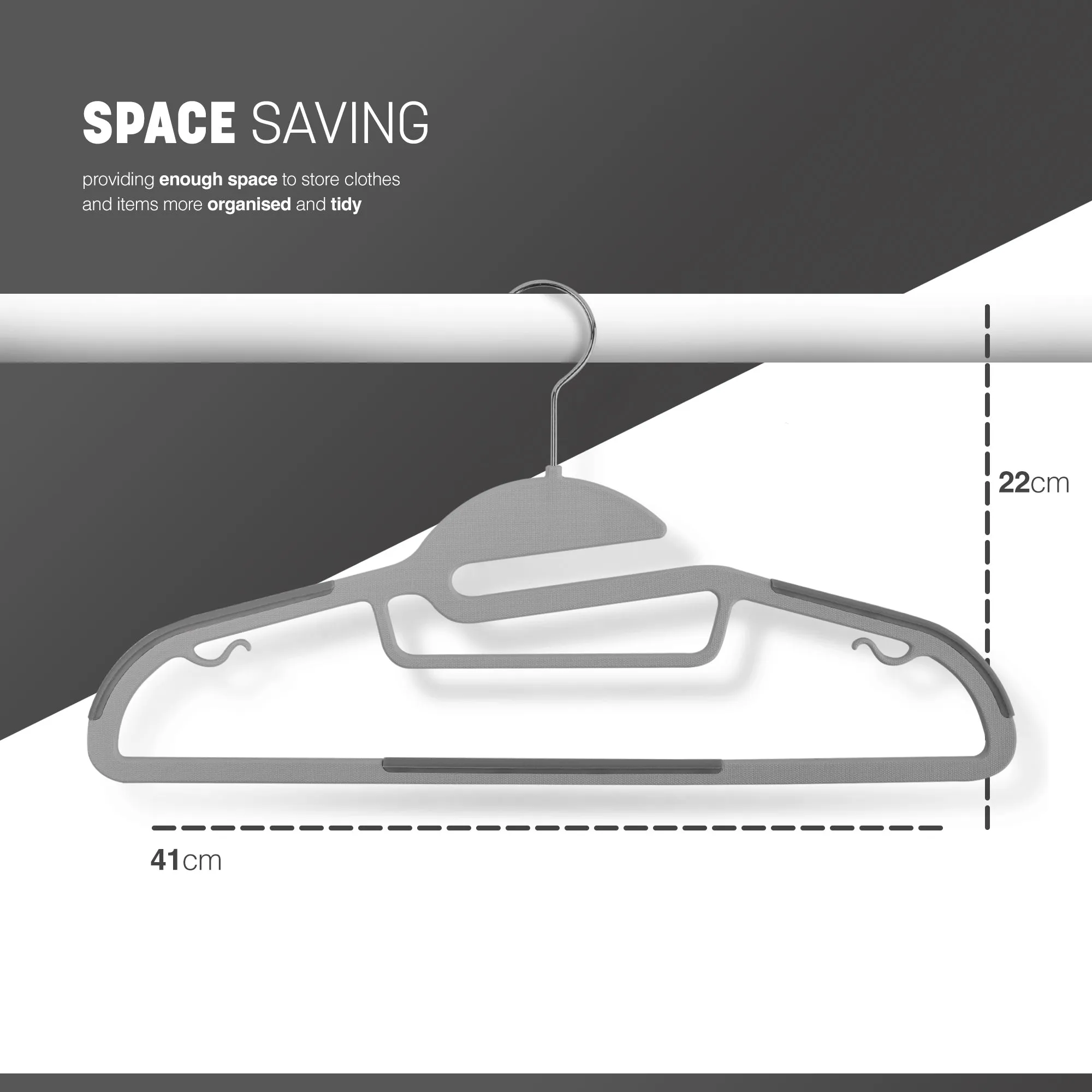 30 Pack Non-Slip Hangers - Durable Slimline Design, Space Saving With 360 Swivel