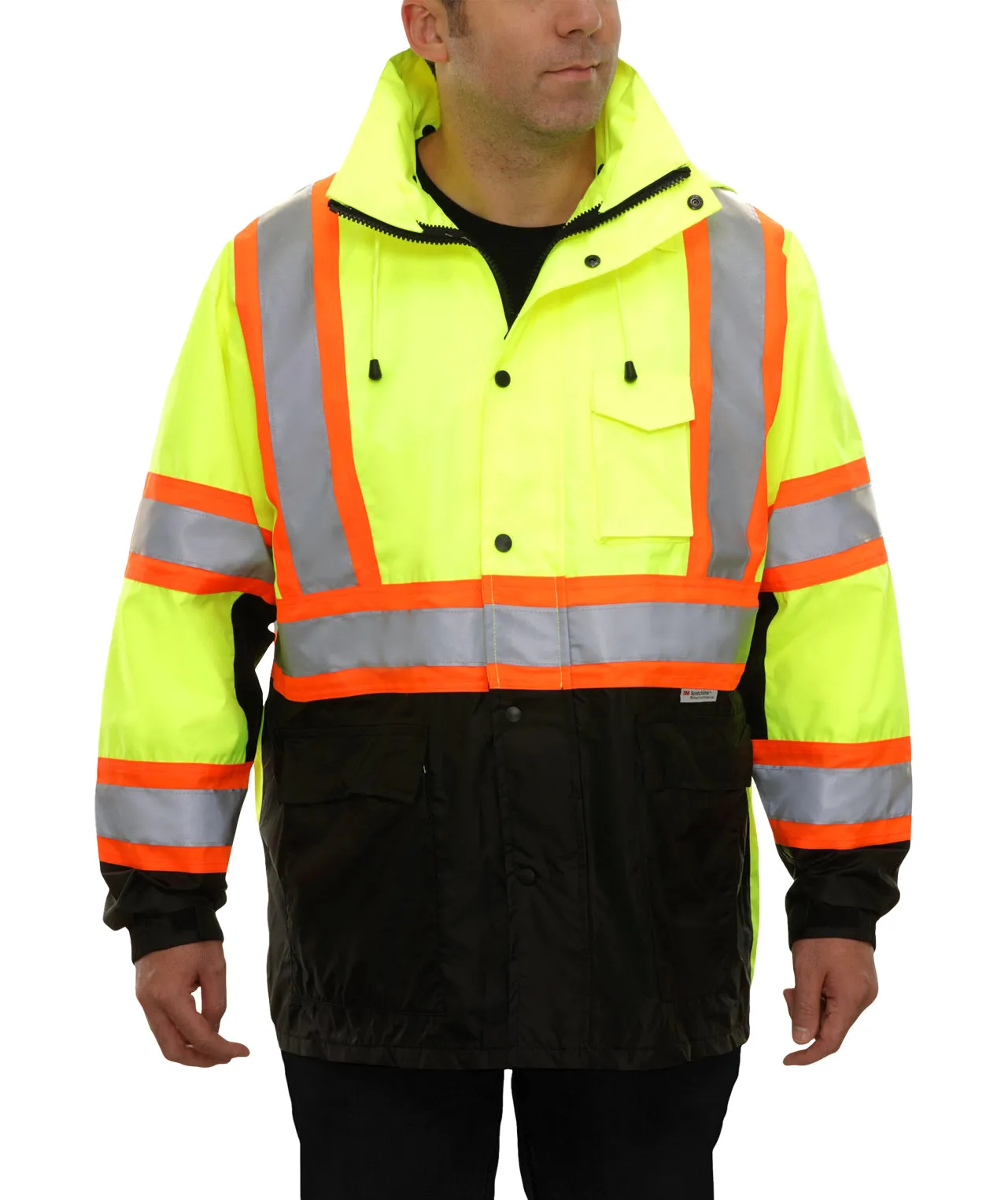 431CXLB Safety X-Back DOT Jacket: Hi-Vis Parka Coat: Breathable Waterproof Hooded