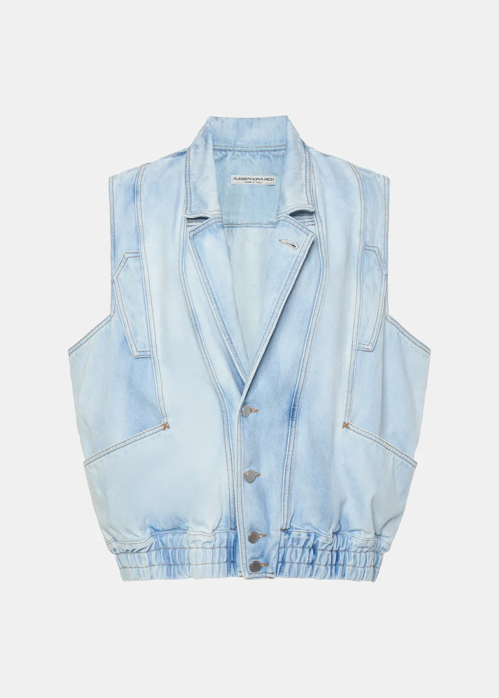 Acid Blue Oversized Denim Vest