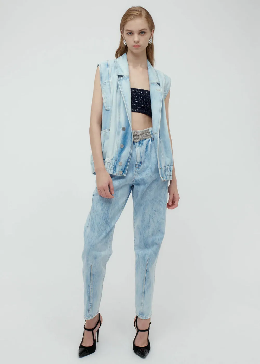 Acid Blue Oversized Denim Vest