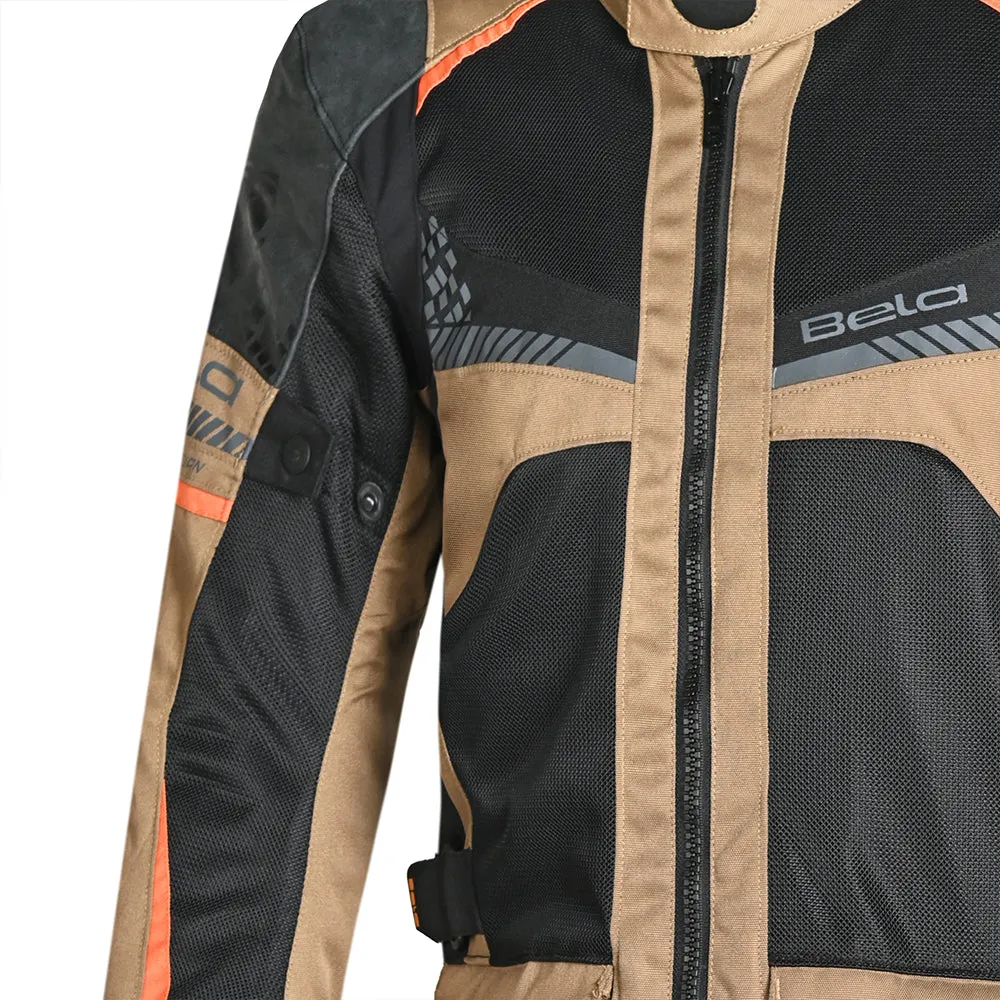 BELA Onsaker Motorcycle Textile Jacket - Sand Black Orange