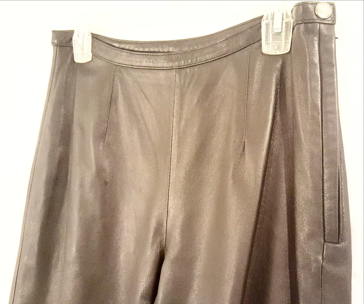 Black Cropped Leather Pants-New