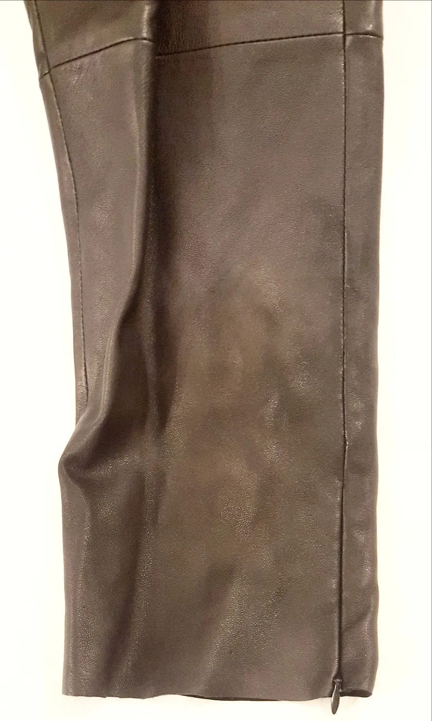 Black Cropped Leather Pants-New