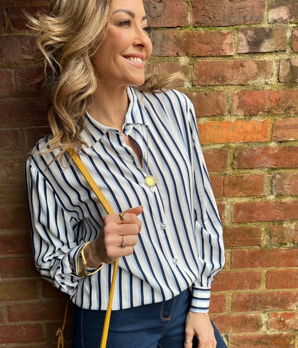 Blue Relaxed Striped Shirt