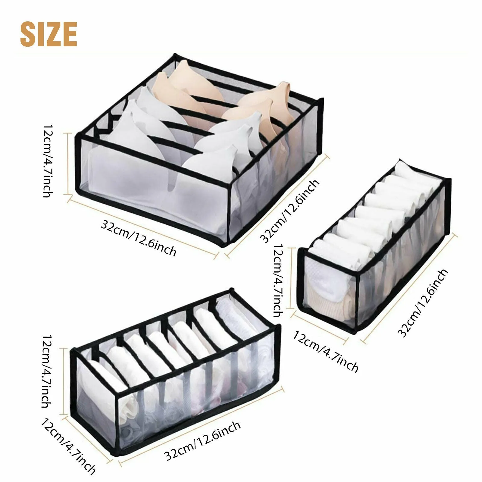 BlushBees® Transparent Closet Organizer for Underwear, Bra, Socks etc. (3 Pcs Set)