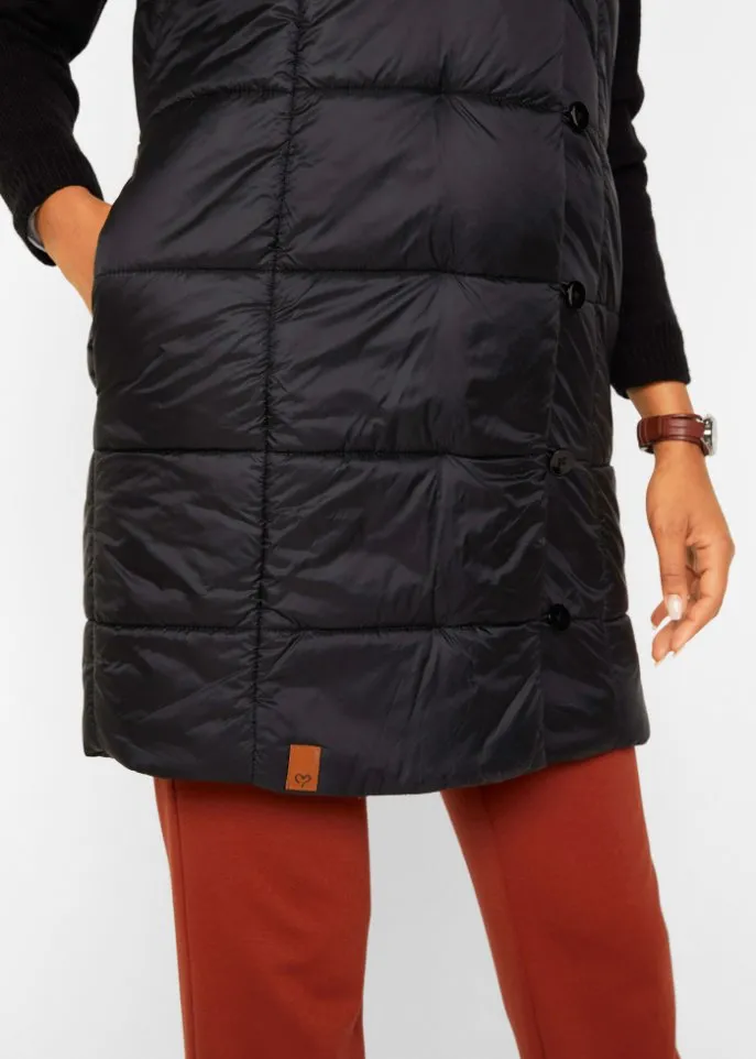 Bpc Bonprix Collection midi-length quilted vest, black