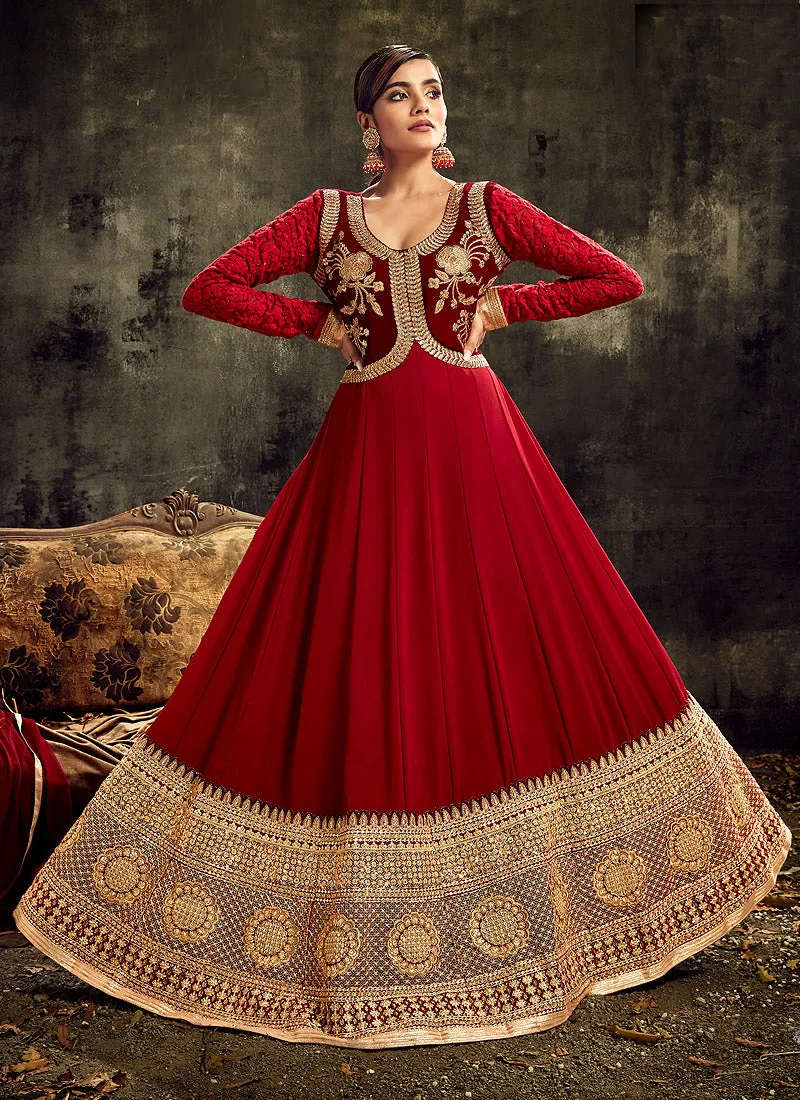 Bridal Red Embroidered Anarkali Suit