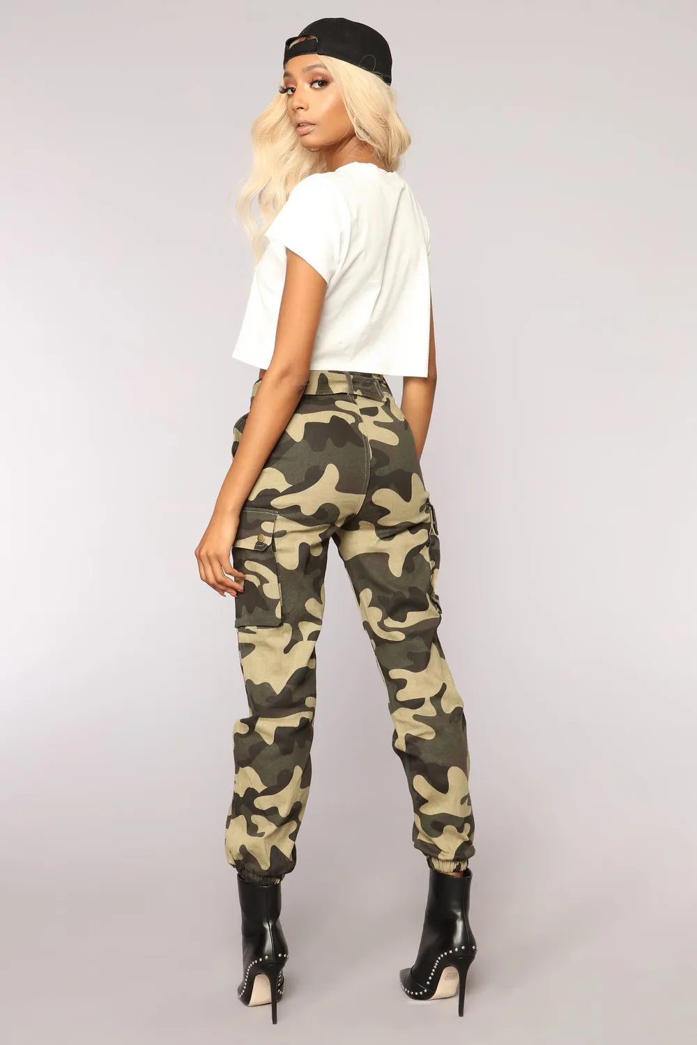 Camouflage Belted Cargo Pants