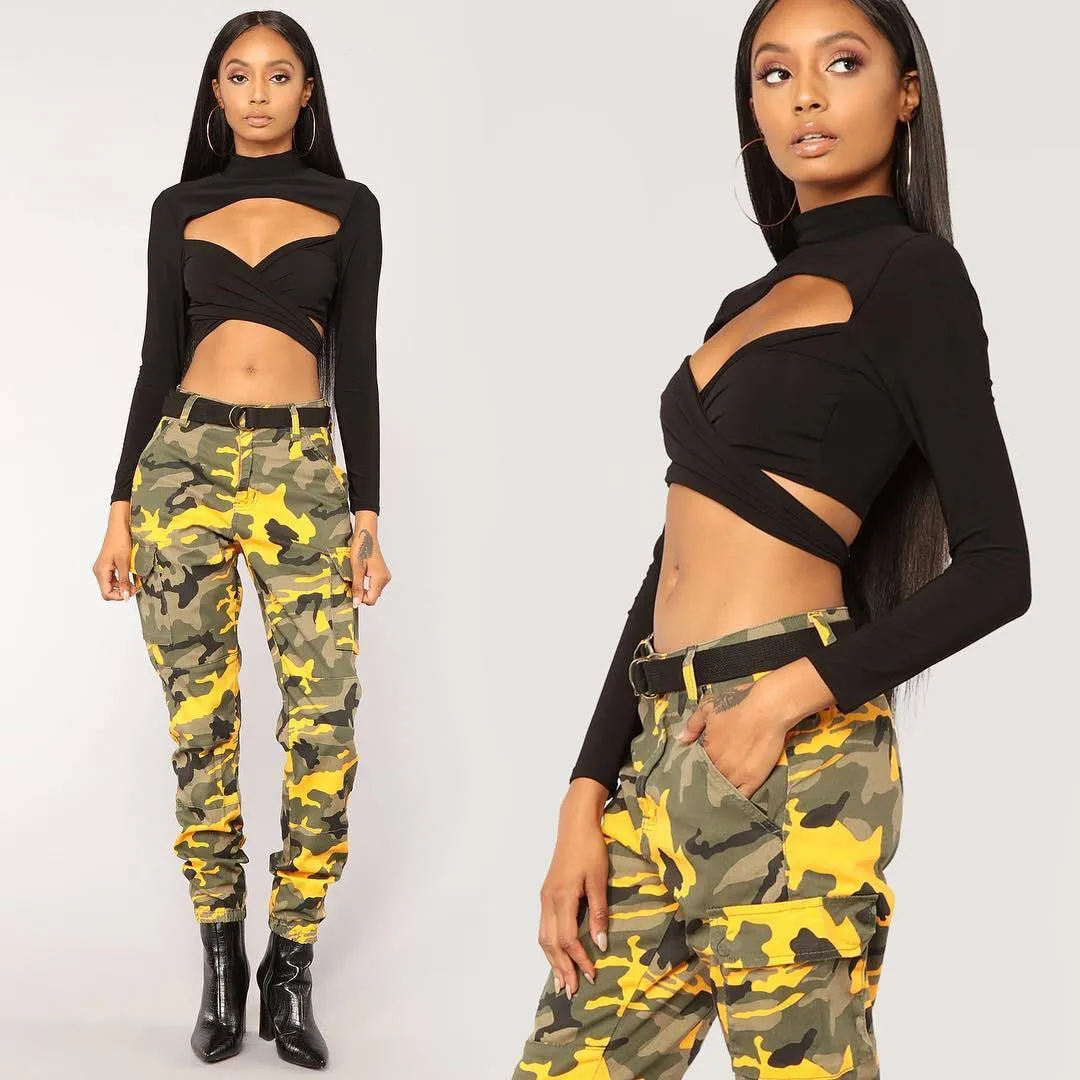 Camouflage Belted Cargo Pants