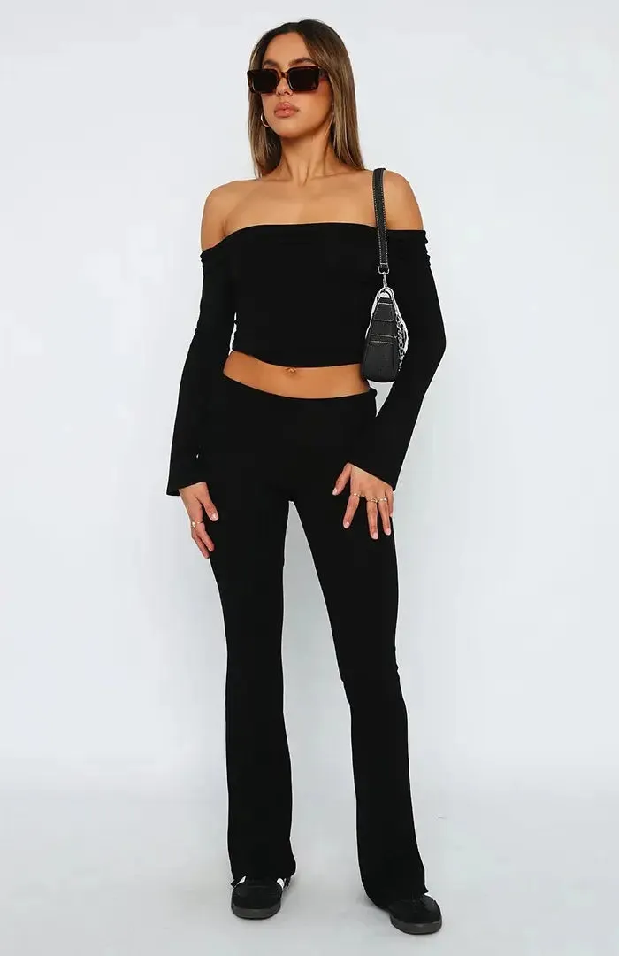 Casual High Waist Slim Fit Flare Pants