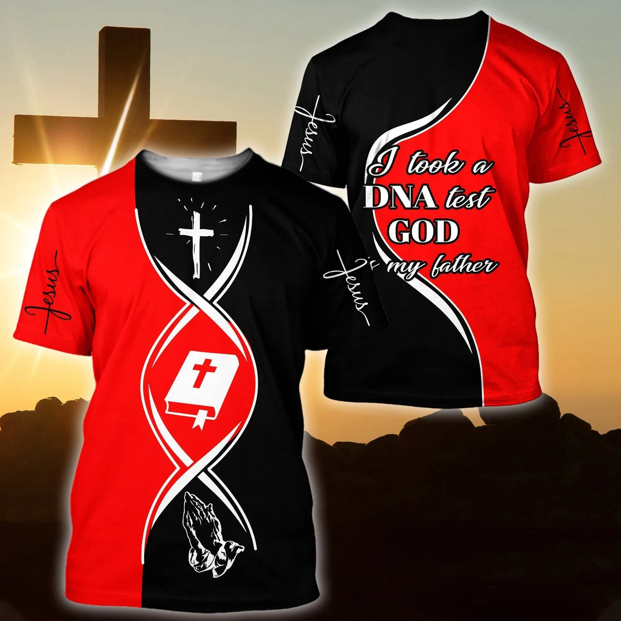 Christian Jesus Dna Test Red And Black Color Jesus Unisex Shirt - Christian 3D Shirt