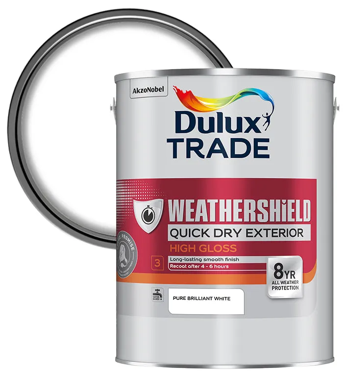 Dulux Trade Weathershield Quick Dry Exterior High Gloss - Pure Brilliant White