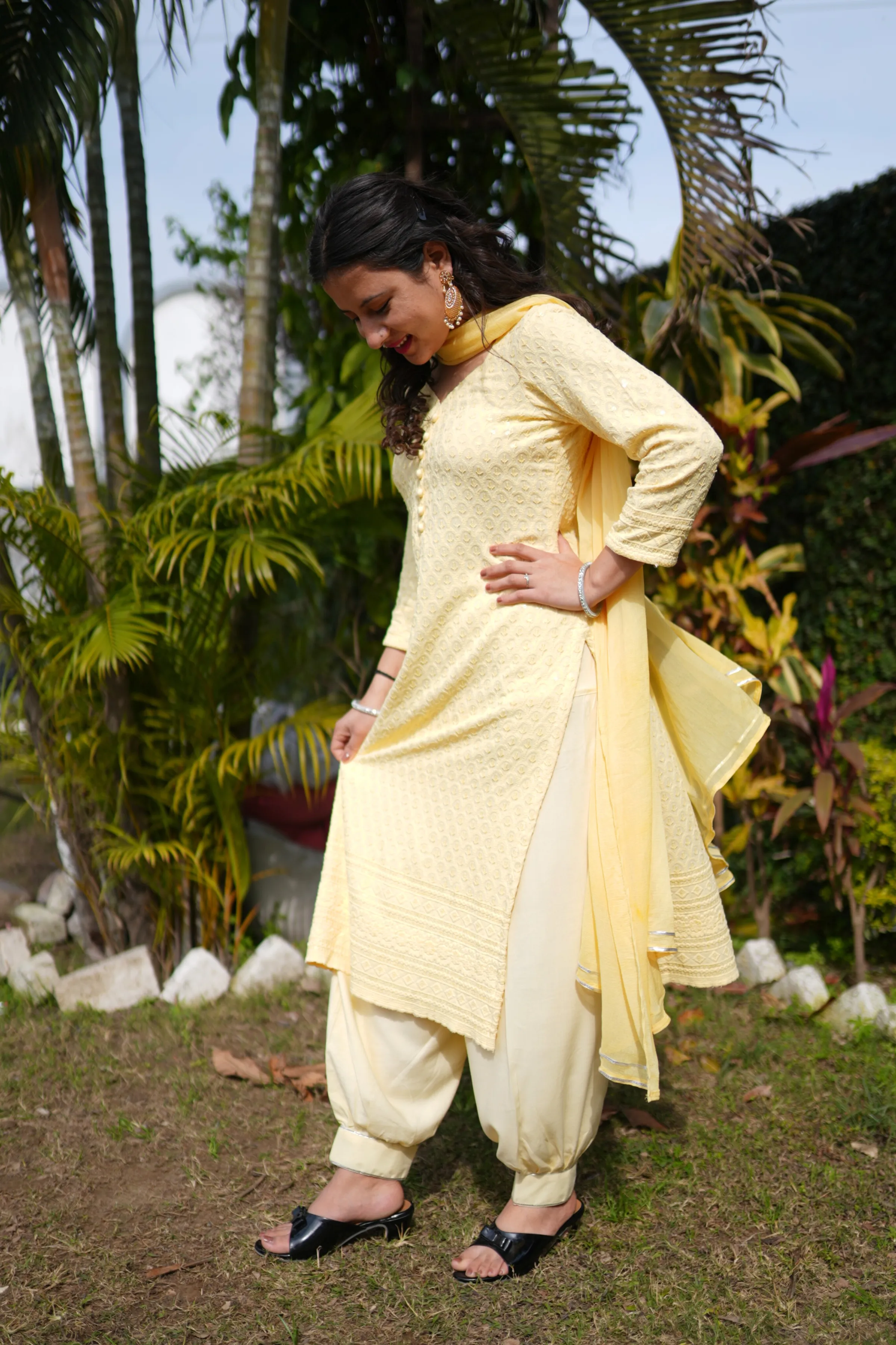 Festive Lemon Sequined Suit Set