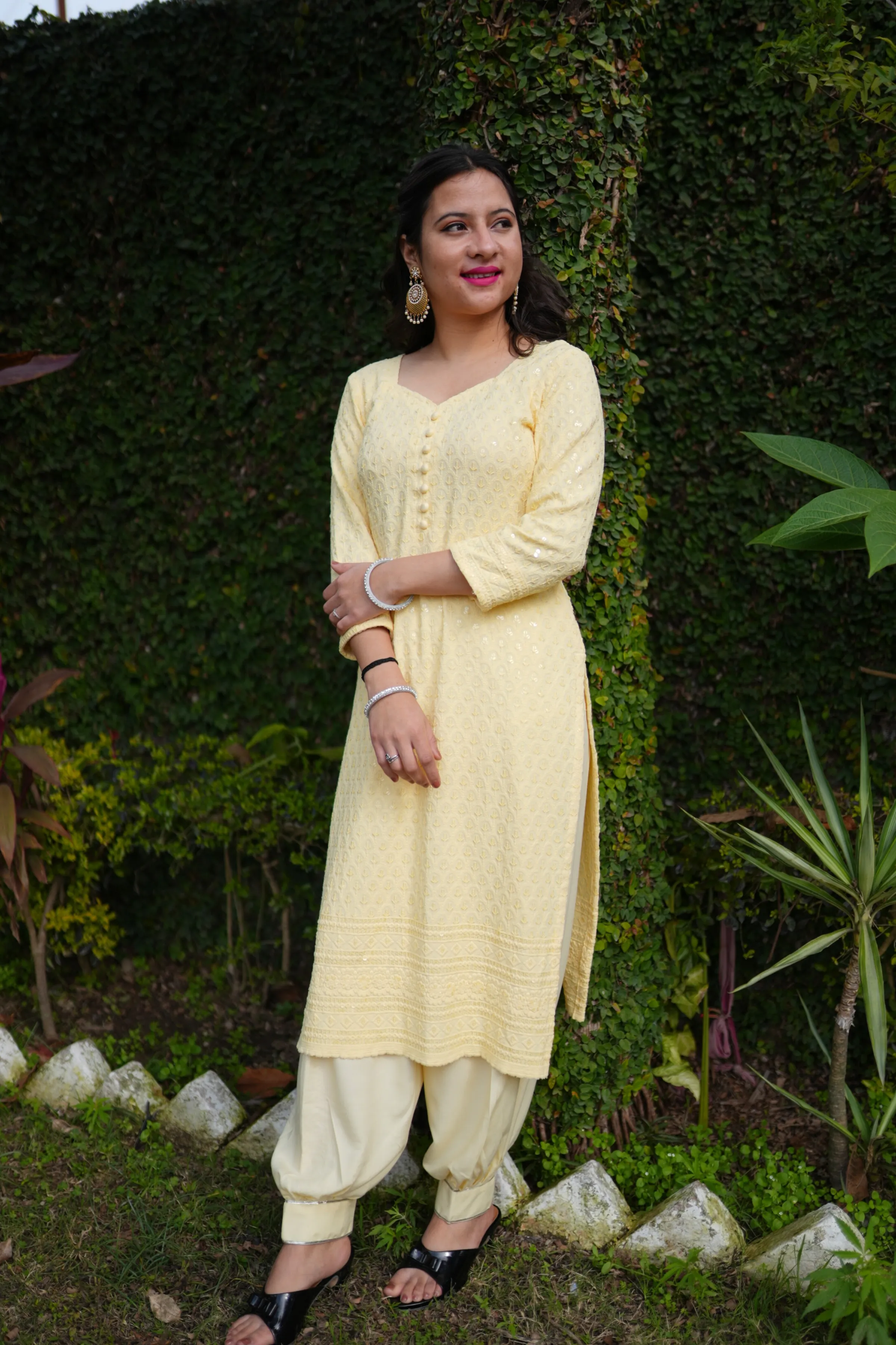 Festive Lemon Sequined Suit Set