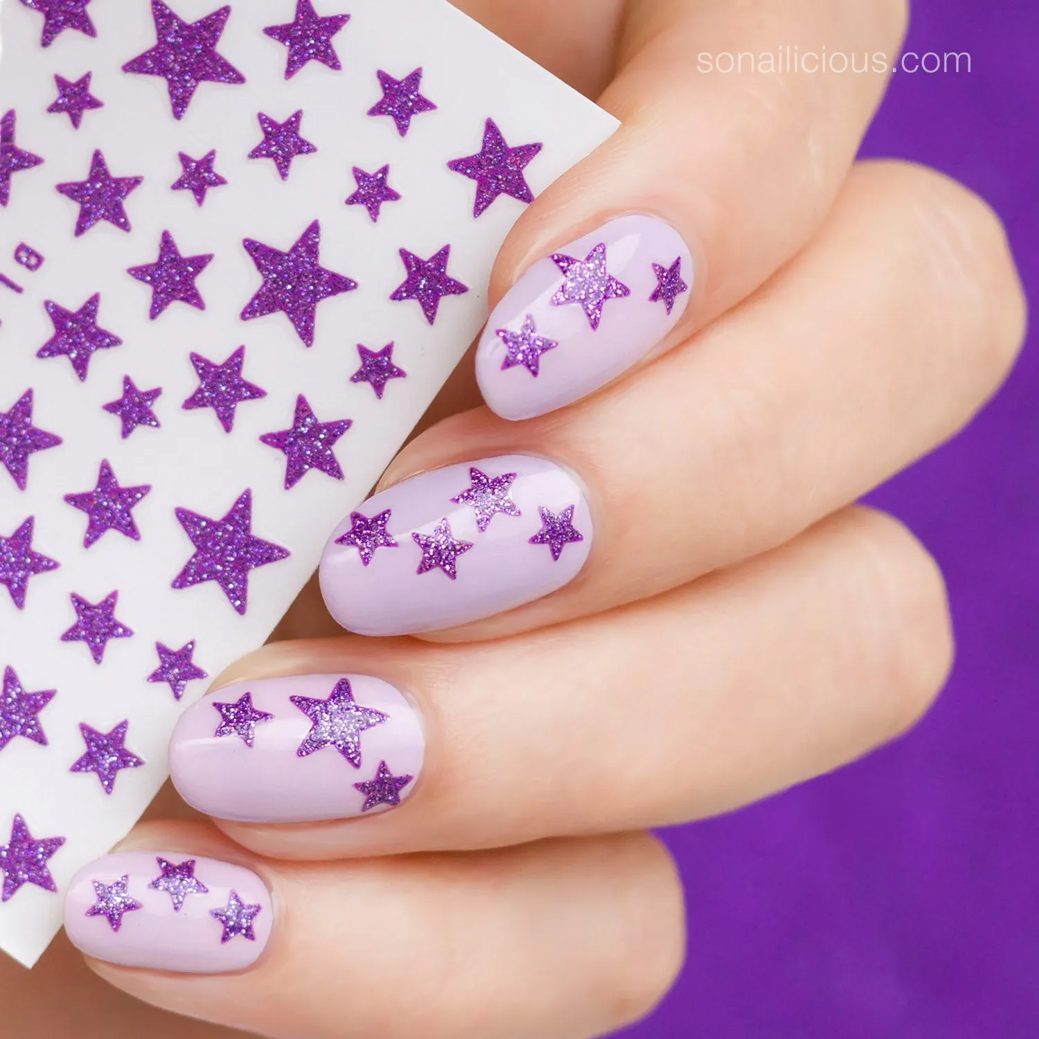 Glitter Star Nail Stickers - 9 Colours