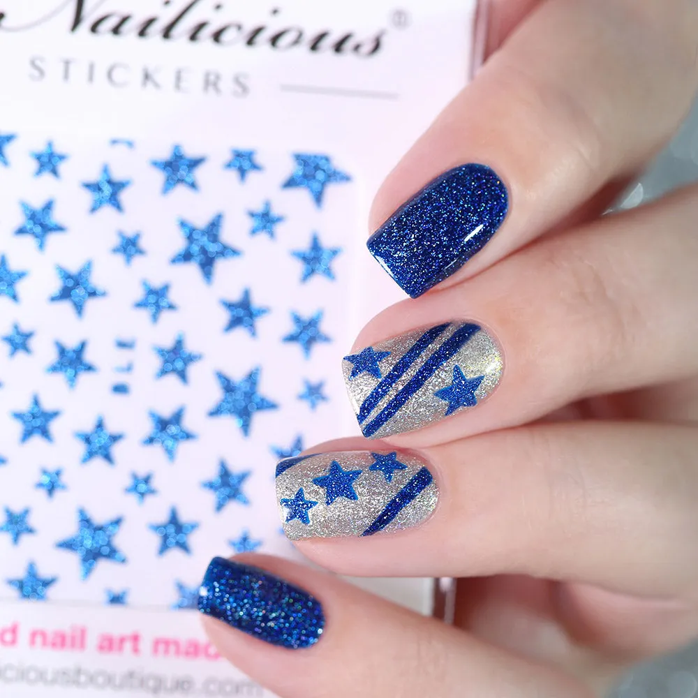 Glitter Star Nail Stickers - 9 Colours