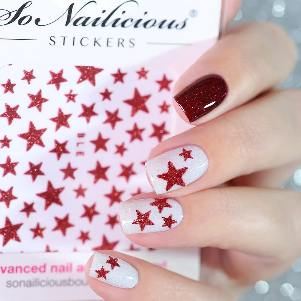 Glitter Star Nail Stickers - 9 Colours