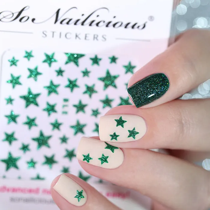 Glitter Star Nail Stickers - 9 Colours