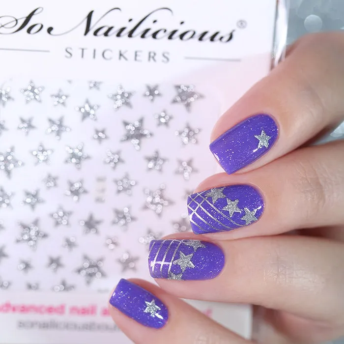 Glitter Star Nail Stickers - 9 Colours