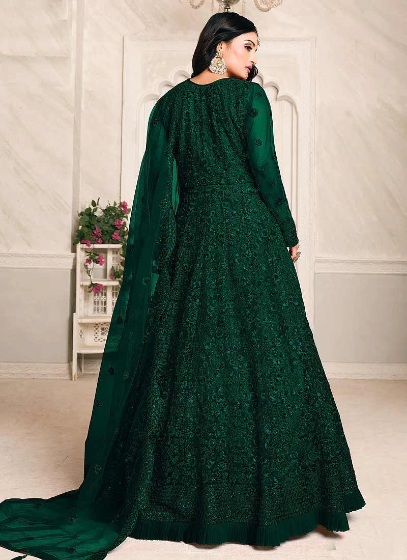 Green Sequence Embroidered Anarkali Suit