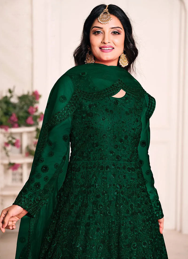 Green Sequence Embroidered Anarkali Suit