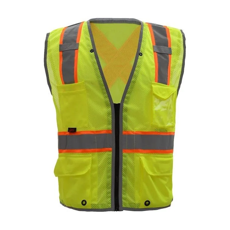 Hi-Vis Mesh X-Back Safety Vest (PK 5 Vests) - Class 2 Type R, Zip Front