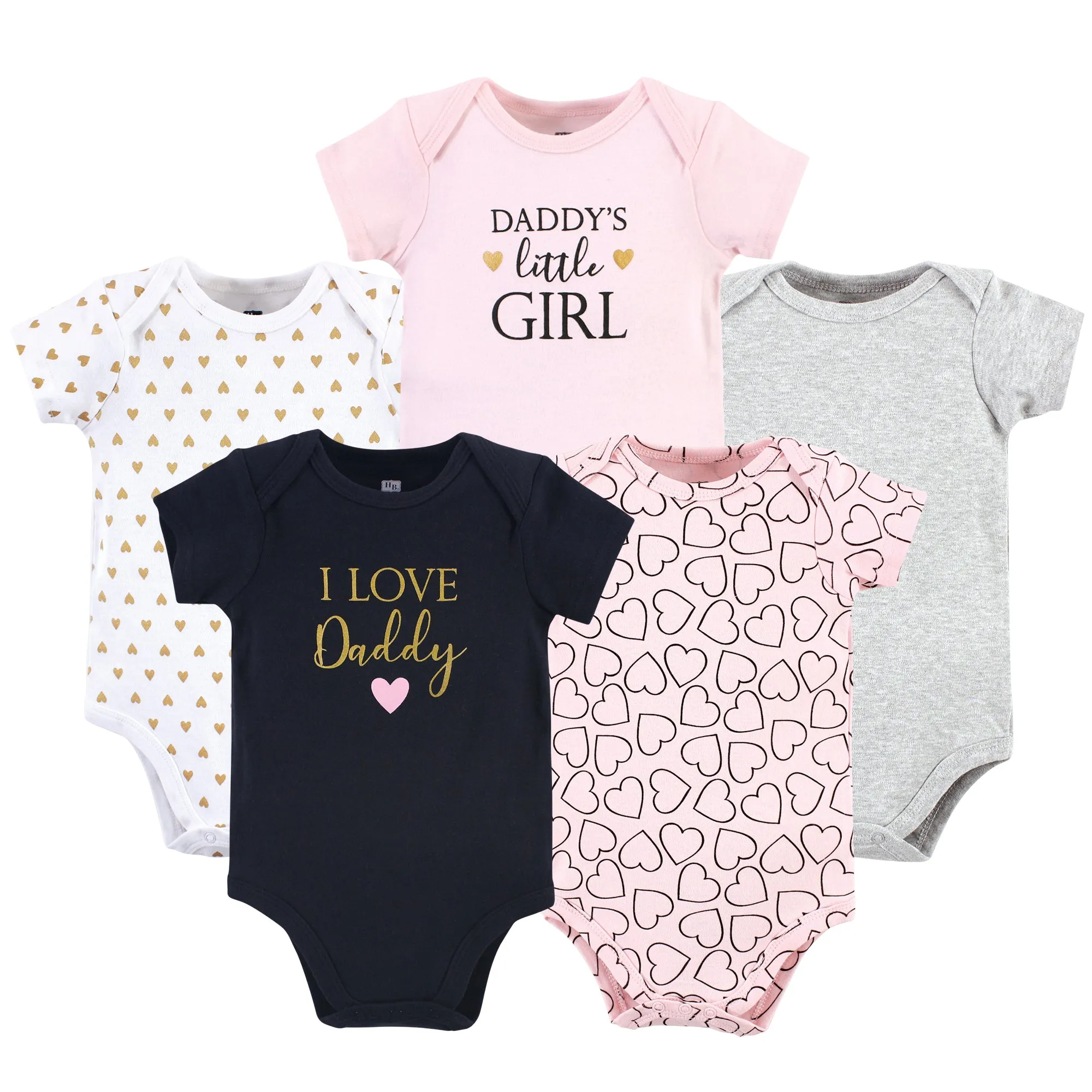 Hudson Baby Cotton Bodysuits, Girl Daddy 5Pk