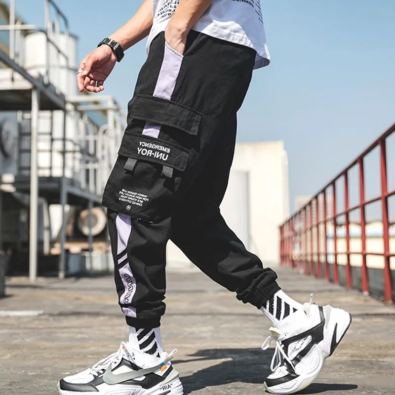 Japanese Trendy Men Casual Pants Loose Jogger Young Sporty Multi-Pockets Cargo Pants