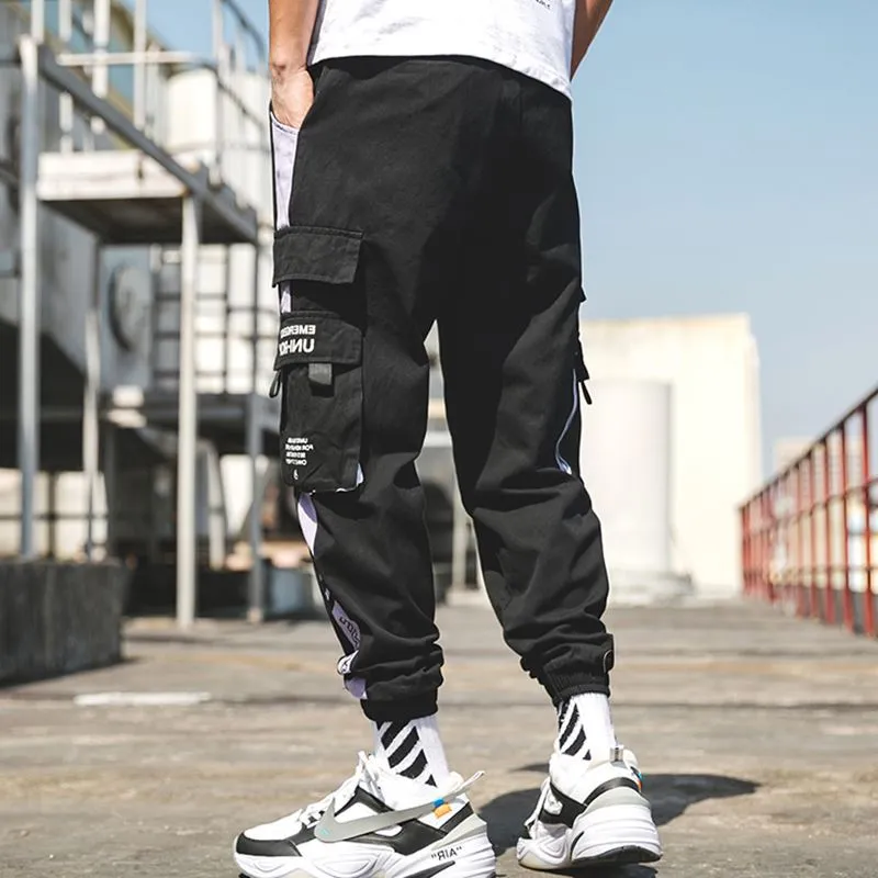 Japanese Trendy Men Casual Pants Loose Jogger Young Sporty Multi-Pockets Cargo Pants