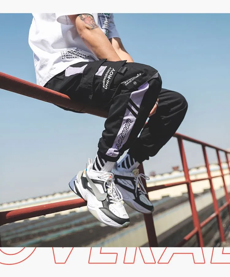 Japanese Trendy Men Casual Pants Loose Jogger Young Sporty Multi-Pockets Cargo Pants