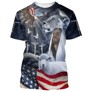 Jesus Eagle American 3d All Over Print Shirt - Christian 3d Shirts For Men Women