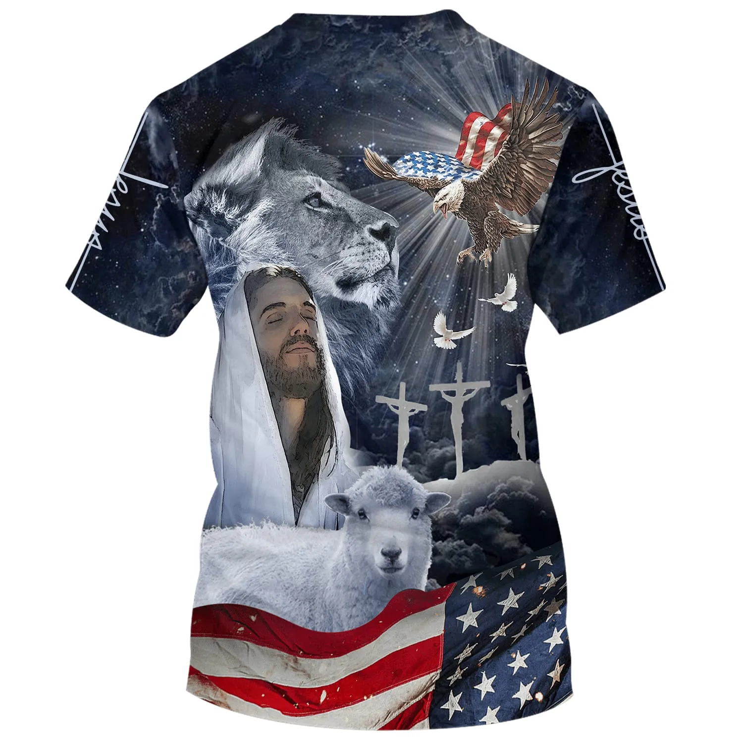 Jesus Eagle American 3d All Over Print Shirt - Christian 3d Shirts For Men Women