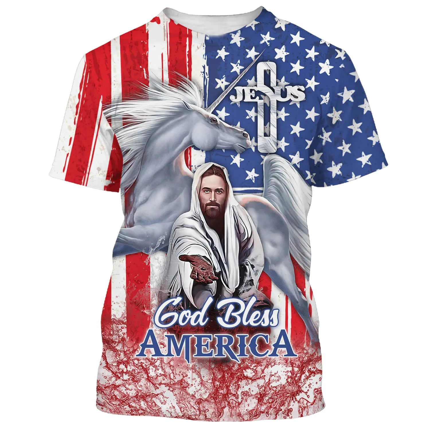 Jesus God Bless America 3d Shirts - Christian T Shirts For Men And Women