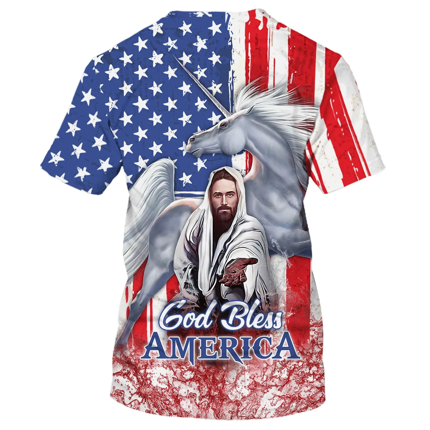 Jesus God Bless America 3d Shirts - Christian T Shirts For Men And Women