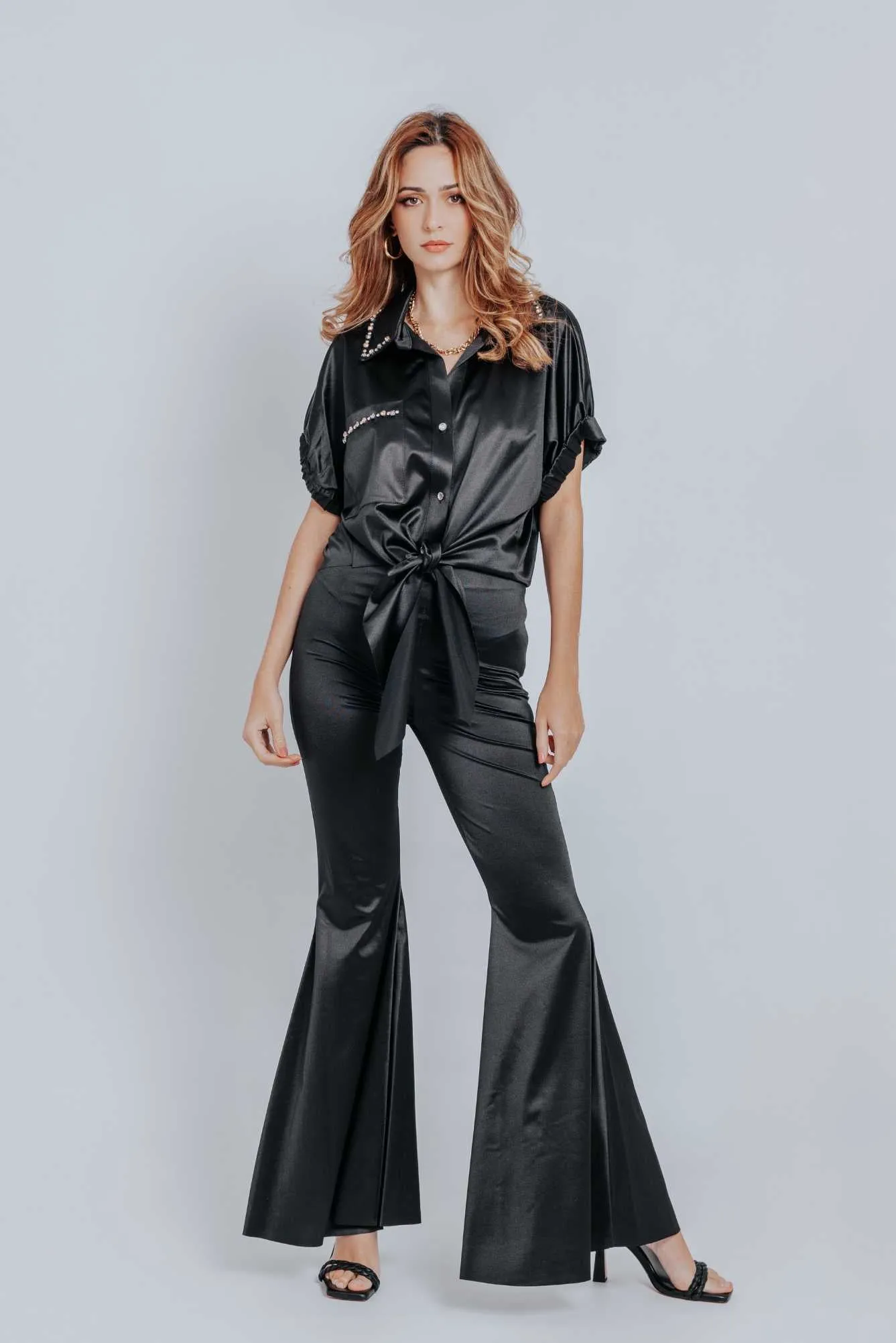 Kali High Waisted Flare  Pants Black