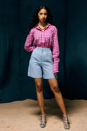 Kalyani - Pink Checked Crop Top