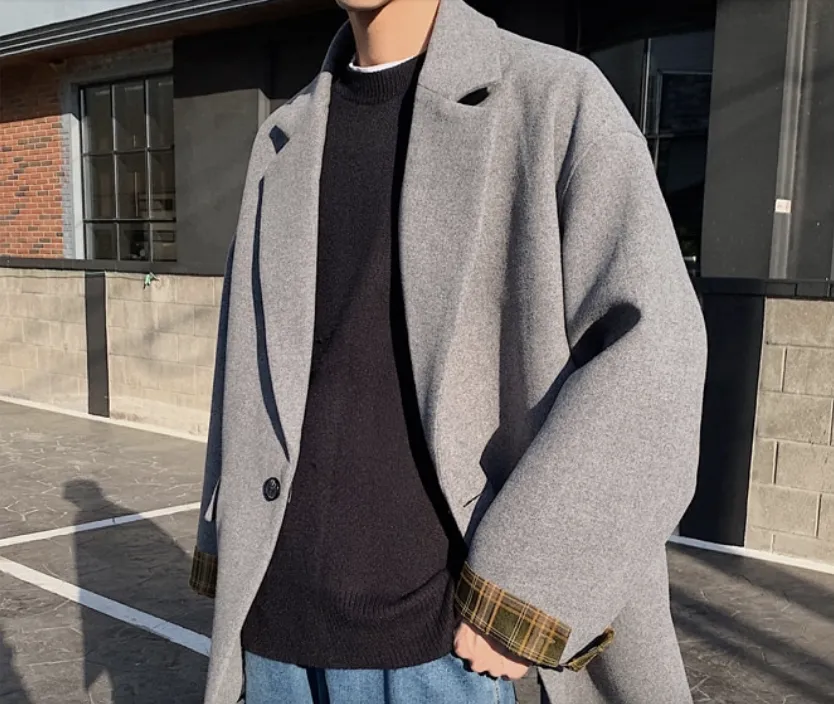 [Korean Style] Den Patchwork Casual Overcoats