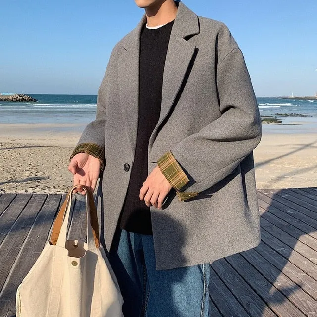 [Korean Style] Den Patchwork Casual Overcoats