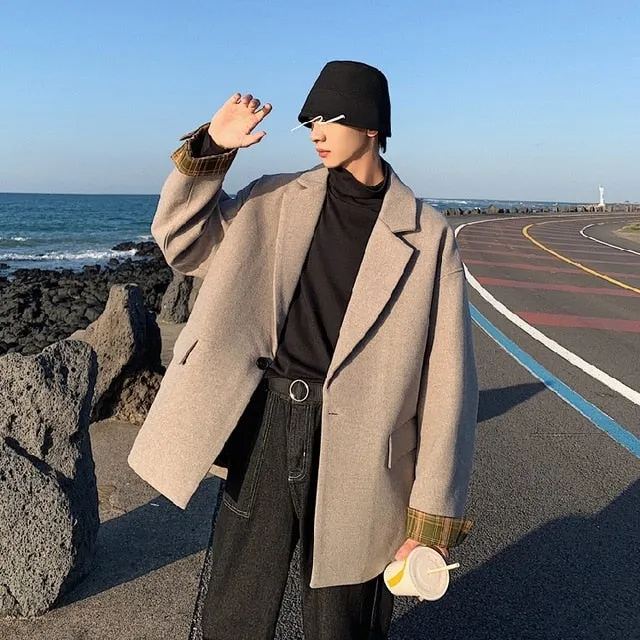 [Korean Style] Den Patchwork Casual Overcoats