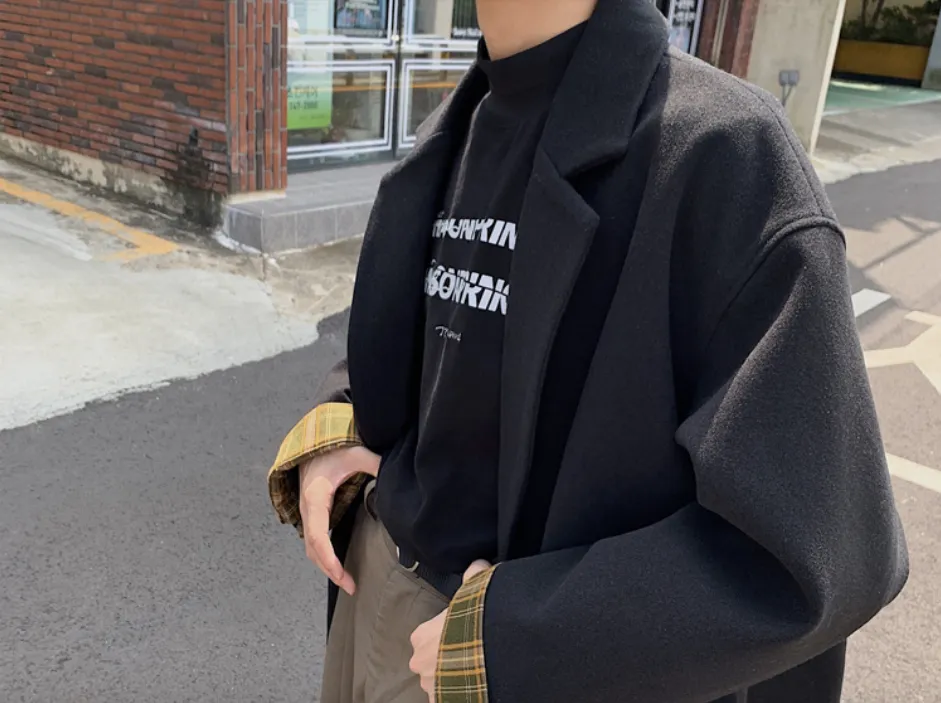 [Korean Style] Den Patchwork Casual Overcoats