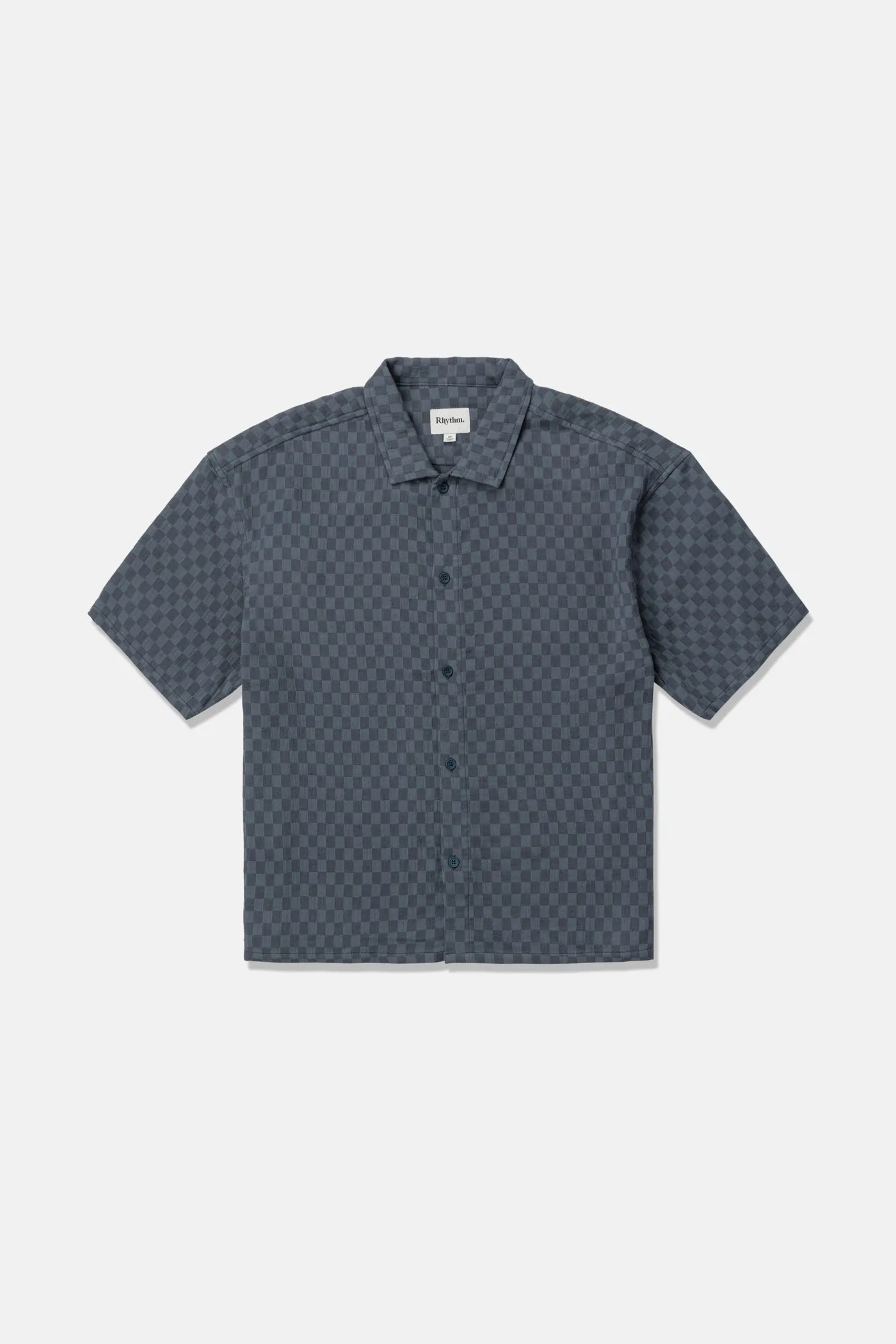 Leads Relaxed Check Ss Shirt Blue Sea