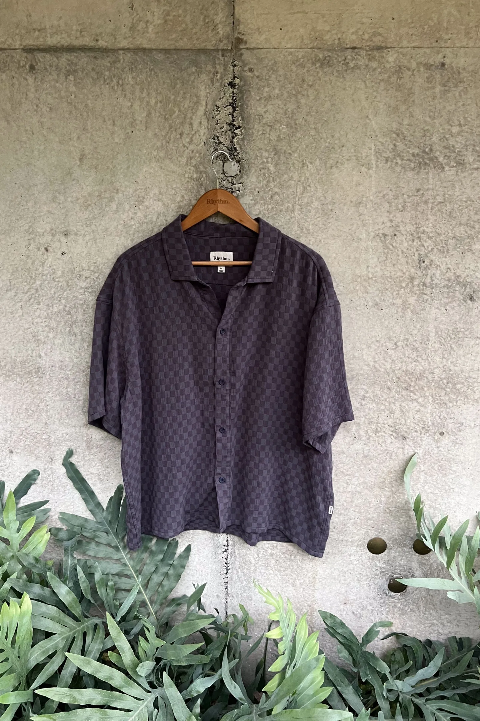 Leads Relaxed Check Ss Shirt Blue Sea