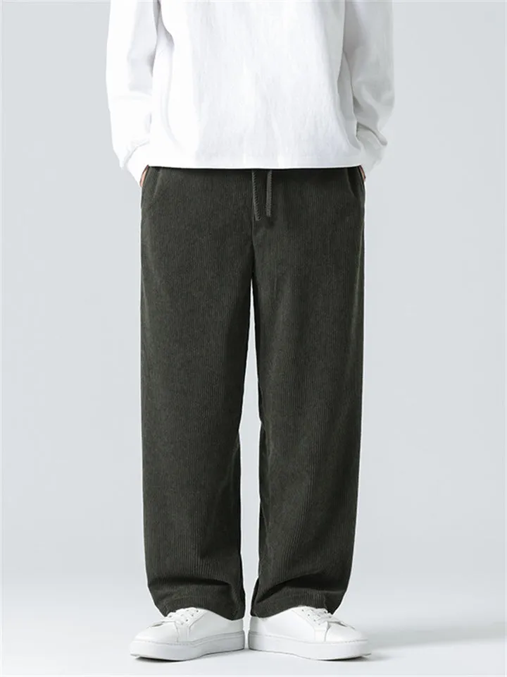 Leisure Trendy Corduroy Straight Leg Pants for Men