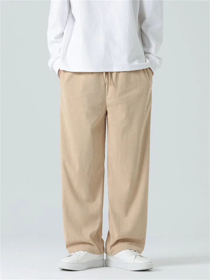 Leisure Trendy Corduroy Straight Leg Pants for Men