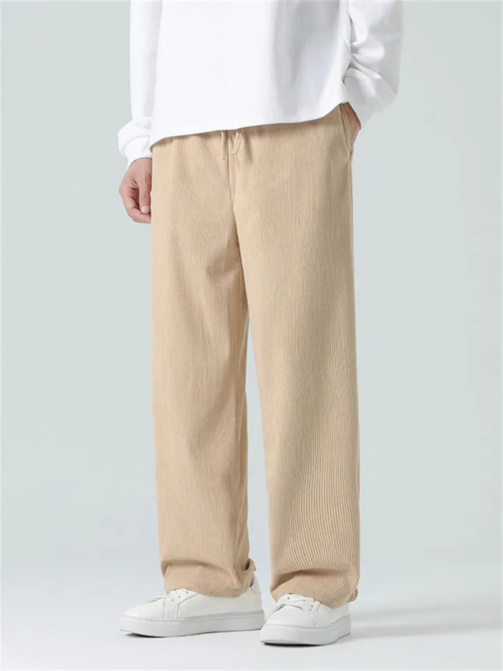 Leisure Trendy Corduroy Straight Leg Pants for Men