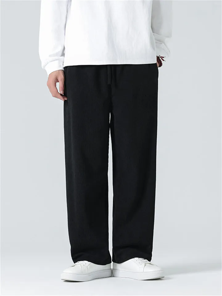 Leisure Trendy Corduroy Straight Leg Pants for Men