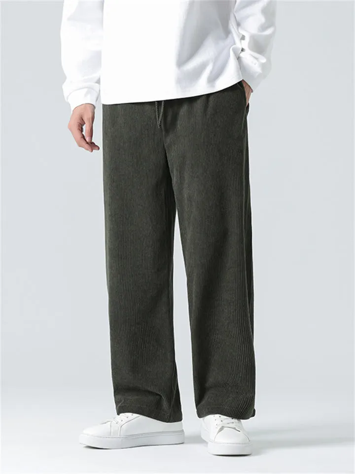 Leisure Trendy Corduroy Straight Leg Pants for Men