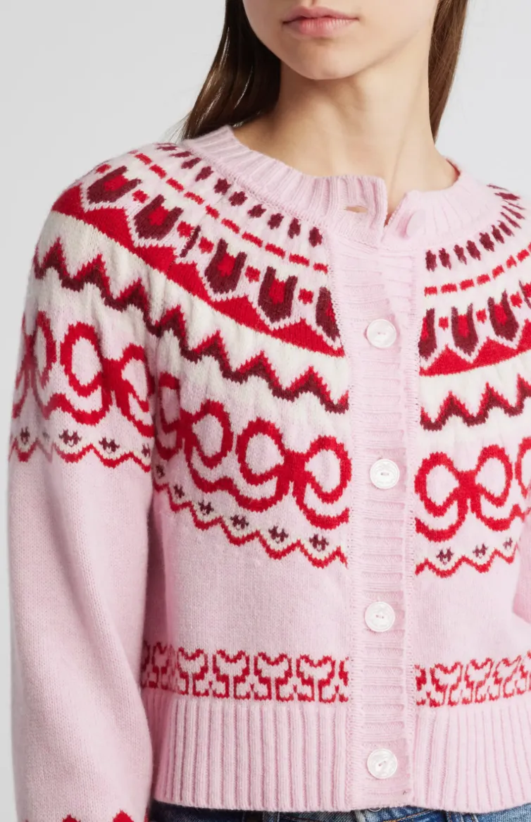 LSF Shantae Fair Isle Cardigan Cherry Jubilee