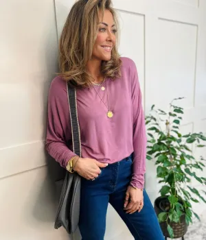 Mauve Long Sleeve Relaxed Tee